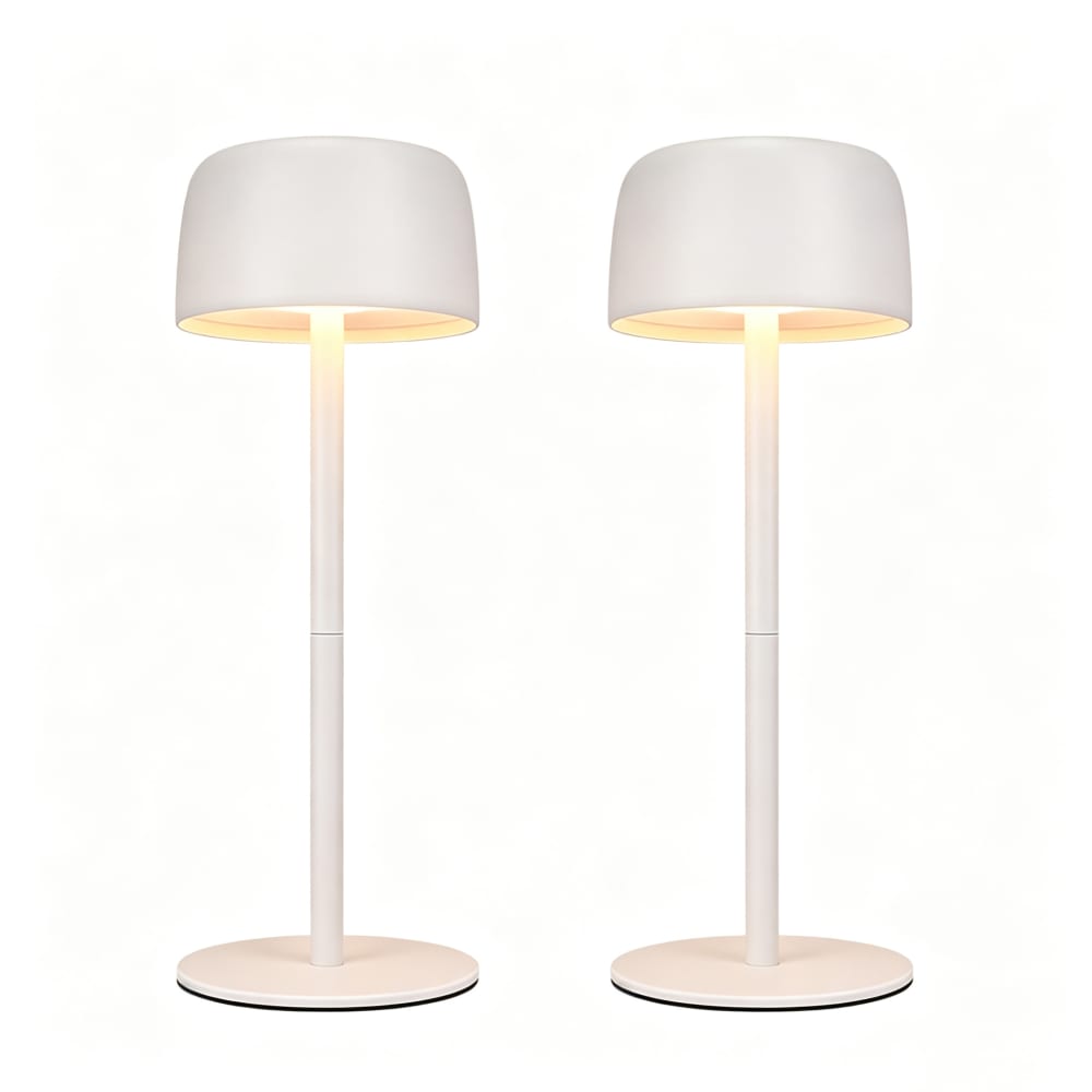ZMH Tischlampe Eisen 9x9x25cm Höhenverstellbar Weiß LED 2er-Set style modern Weiß Stahl