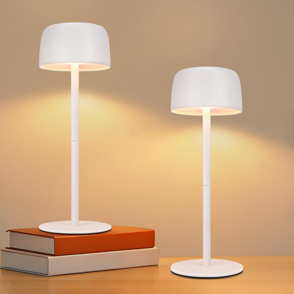 Tischlampe Eisen 9x9x25cm Höhenverstellbar Weiß LED 2er-Set -