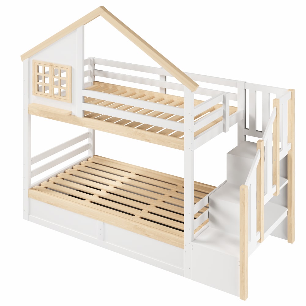 Lit mezzanine en pin blanc 90 x 200 cm