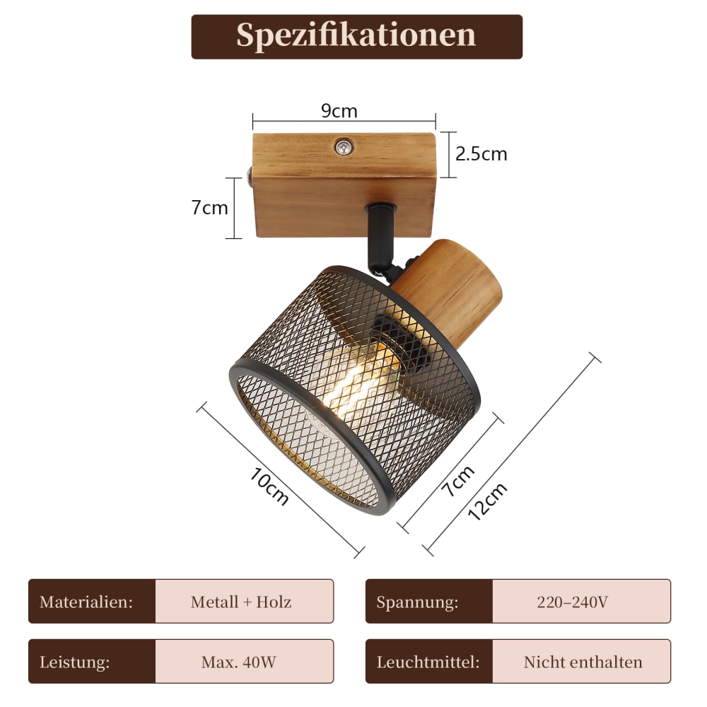 Spot de plafond brun 12x17.5x9cm e14 1 flammes — vue 4