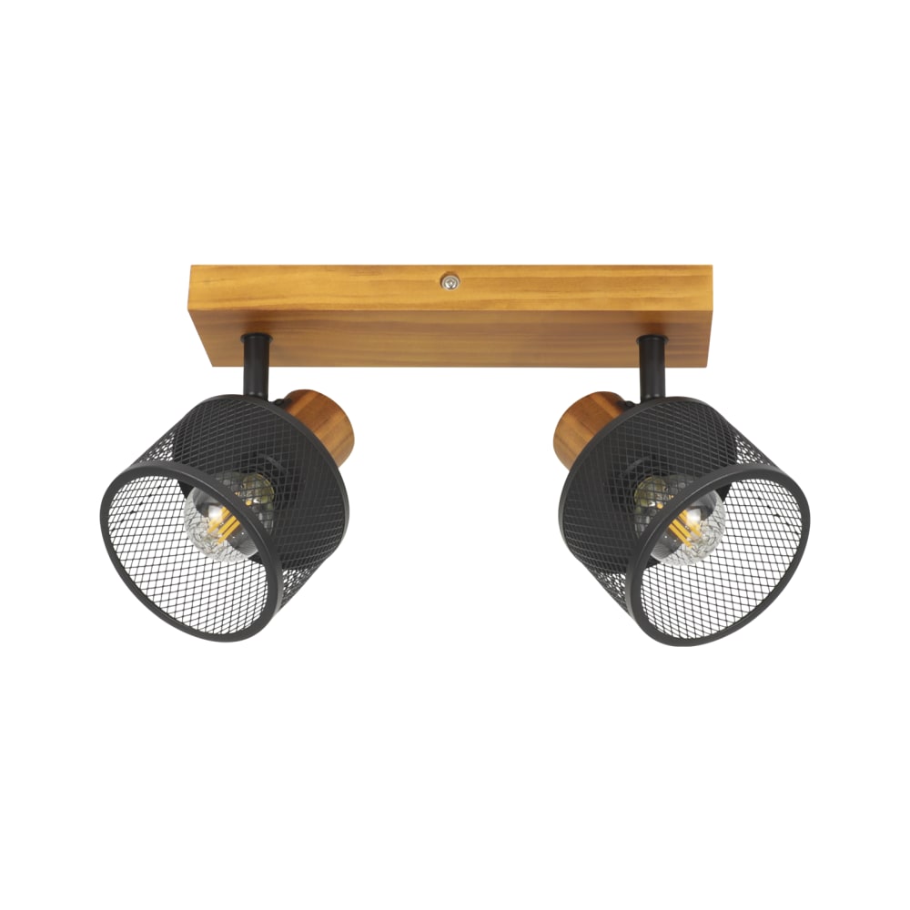 Spot de plafond Abat-jour en fer brun 26x17.5x10cm e14 2 flammes