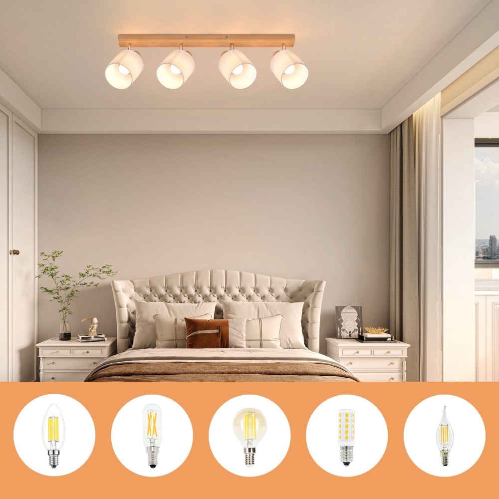 Spot de plafond Blanc 68x16x13cm e14 4 flammes — vue 4