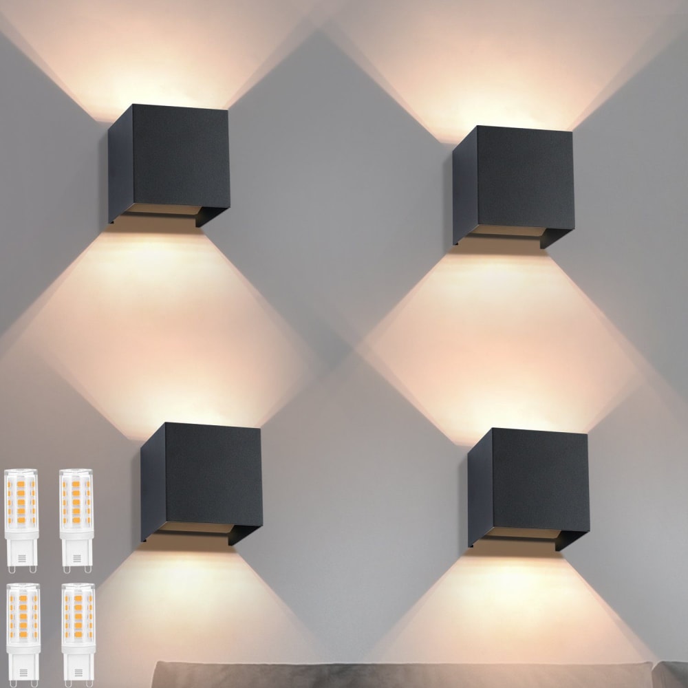Applique murale aluminium noir 10x10x10cm led lot de 4 — vue 3