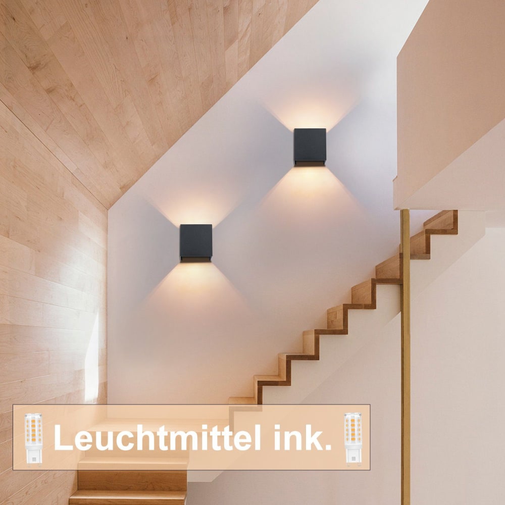 Applique murale aluminium noir 10x10x10cm led lot de 4 — vue 4