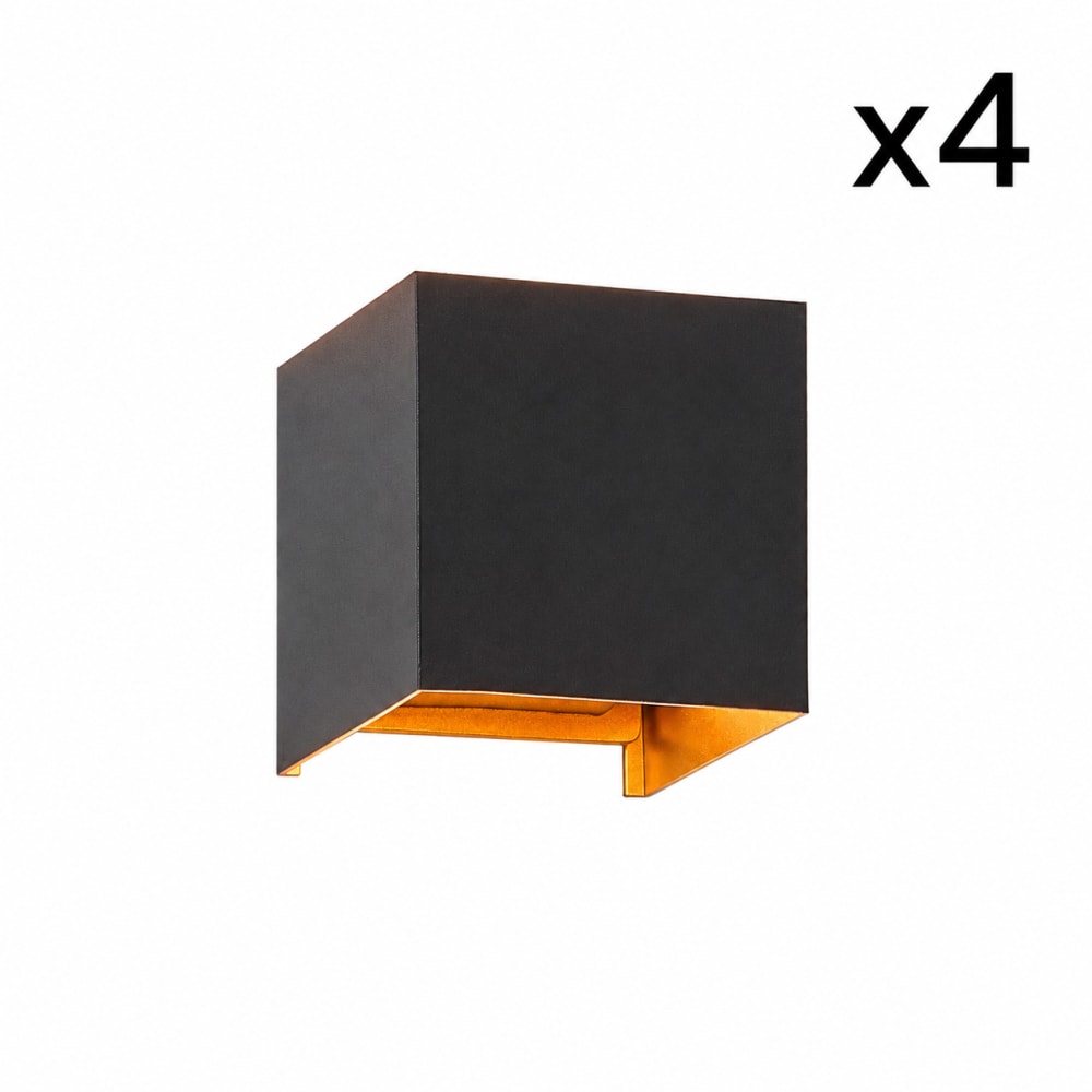 ZMH Wandleuchte aluminium 10x10x10cm schwarz G9 4ER style modern - Metall