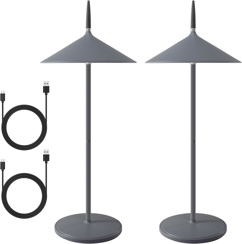 ZMH Tischlampe ABS 15.4x15.4x37.6cm Grau LED 2er-Set style modern Grau Pvc - Polyvinlychlorid