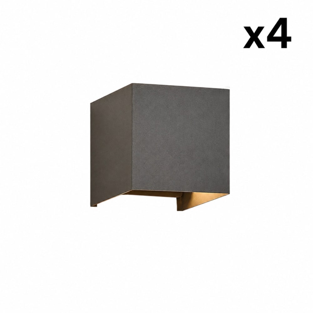 Applique murale aluminium gris 10x10x10cm g9 lot de 4