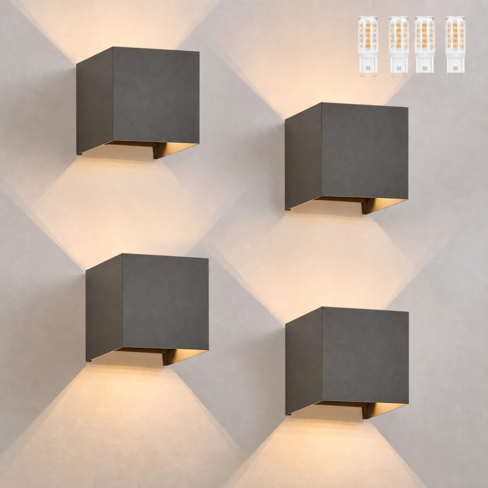 Applique murale aluminium gris 10x10x10cm g9 lot de 4 — vue 3