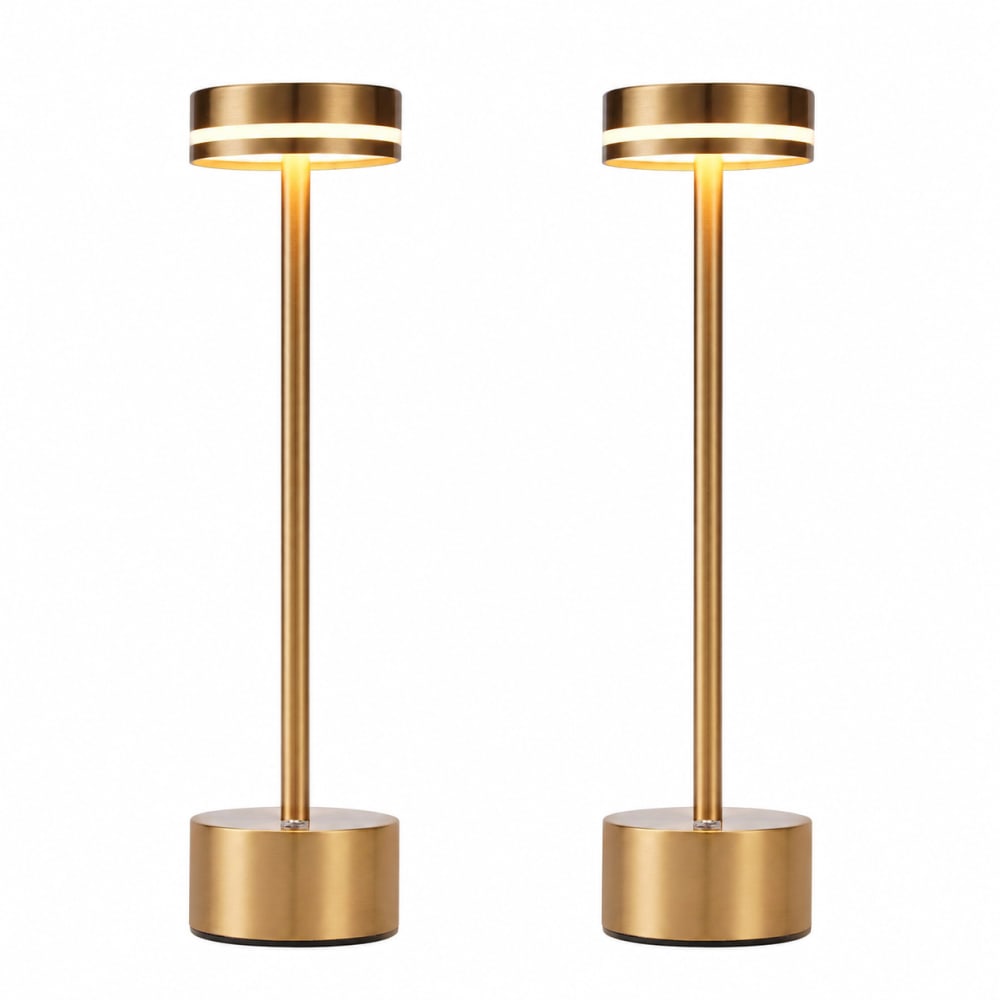 ZMH Tischlampe Eisen 8x8x31.5cm Gold LED 2er-set style modern Gold Stahl