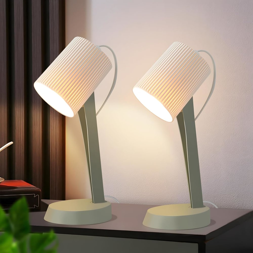 Tischlampe Kunststoff 19,5x10x37,4cm Grün E14 2er-Set - Maisons