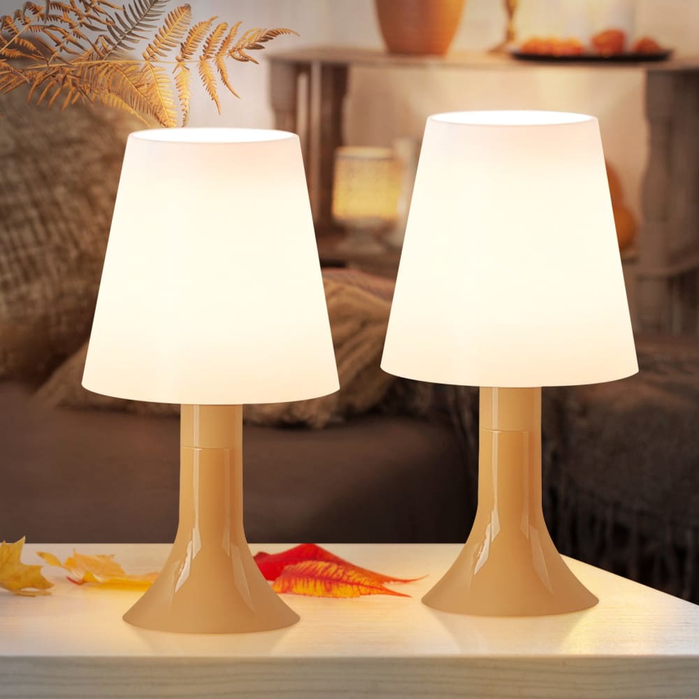 Tischlampe Kunststoff 13×8,5 ×24,5cm Braun E14 2er-Set - Maisons