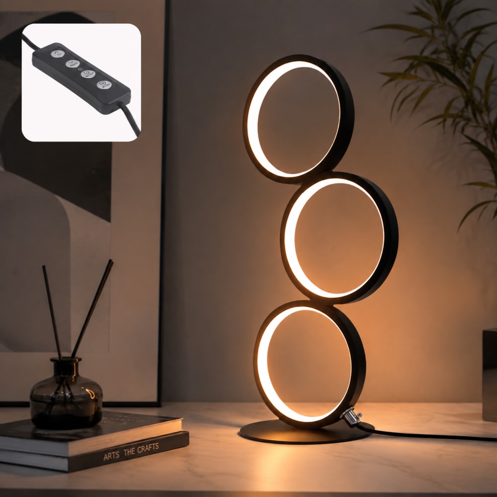 Lampe de table fer aluminium noir 38x17.5x1.7cm led — vue 3