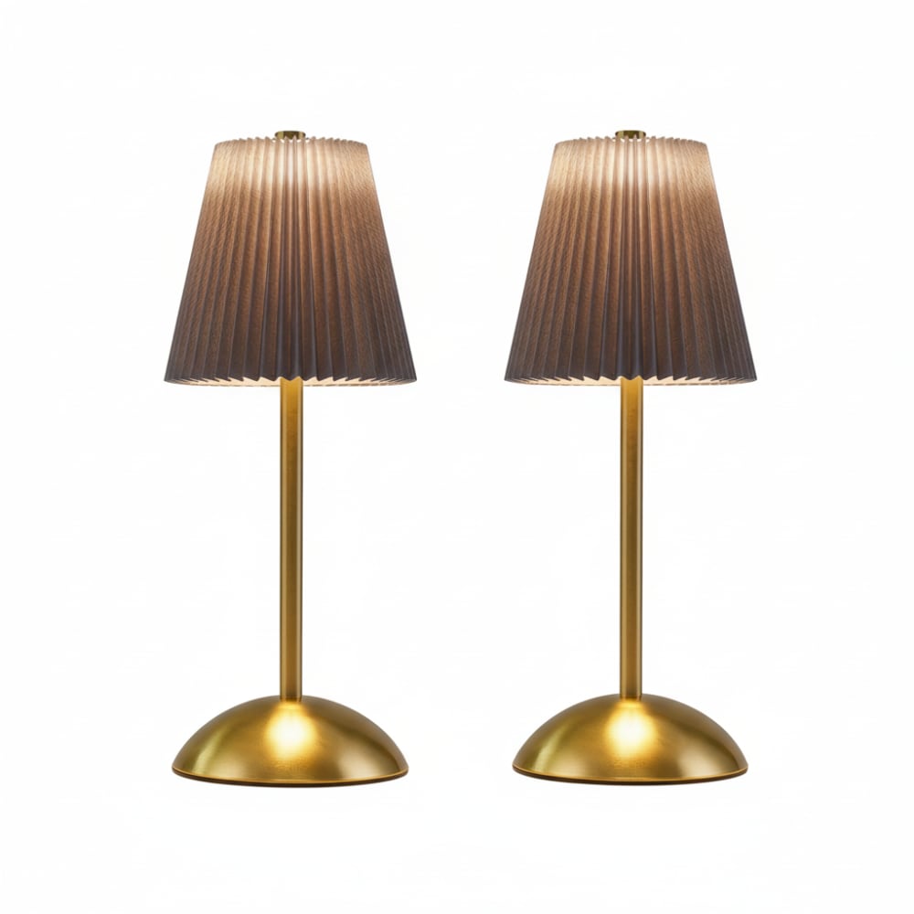 ZMH Tischlampe Eisen Stoff 11.5x11.5x30cm Blau LED 2er-Set style modern Blau Stahl