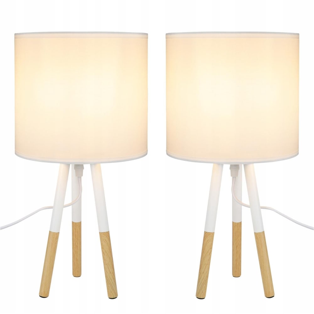 ZMH Tischlampe Stoff Eisen 19x19x39.6cm Weiß E27 2er-Set style modern Weiß Stahl