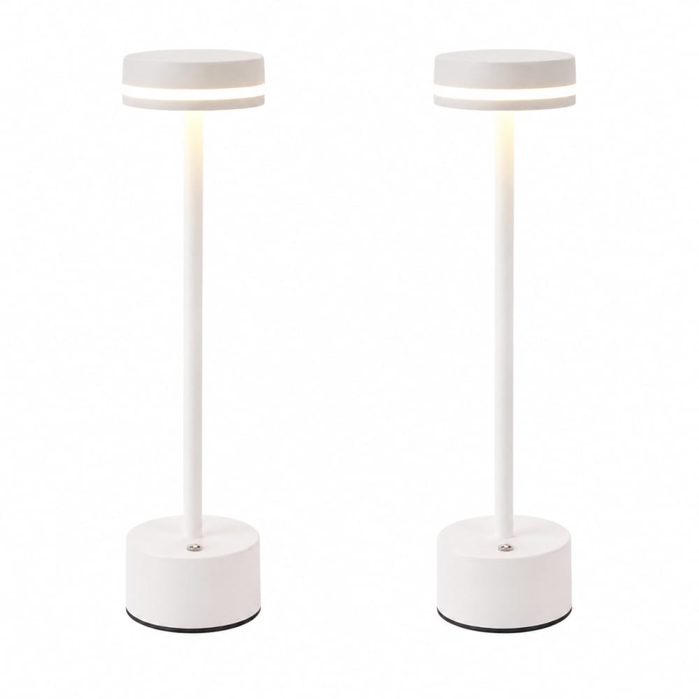 Lampe de table fer blanc 8x8x31.5cm led lot de 2