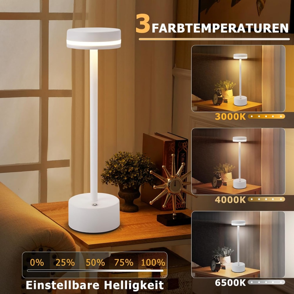 Lampe de table fer blanc 8x8x31.5cm led lot de 2 — vue 4