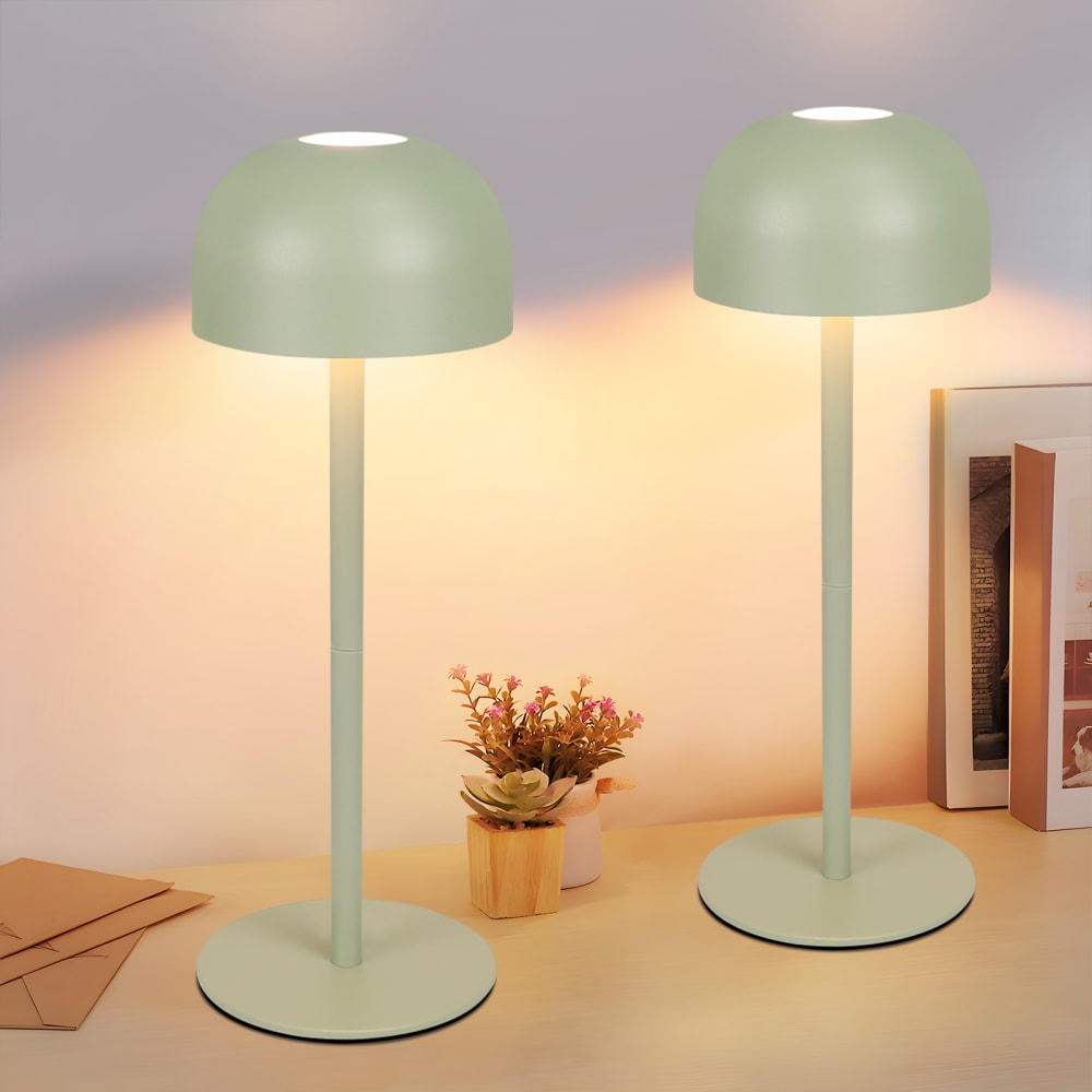 Tischlampe Eisen 9x9x25cm Höhenverstellbar Grün LED 2er-Set -