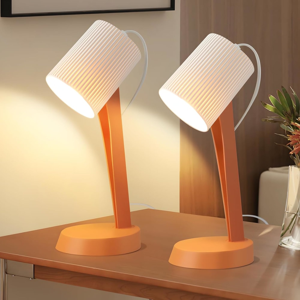 Tischlampe Kunststoff 19,5x10x37,4cm Orange E14 2er-Set - Maisons