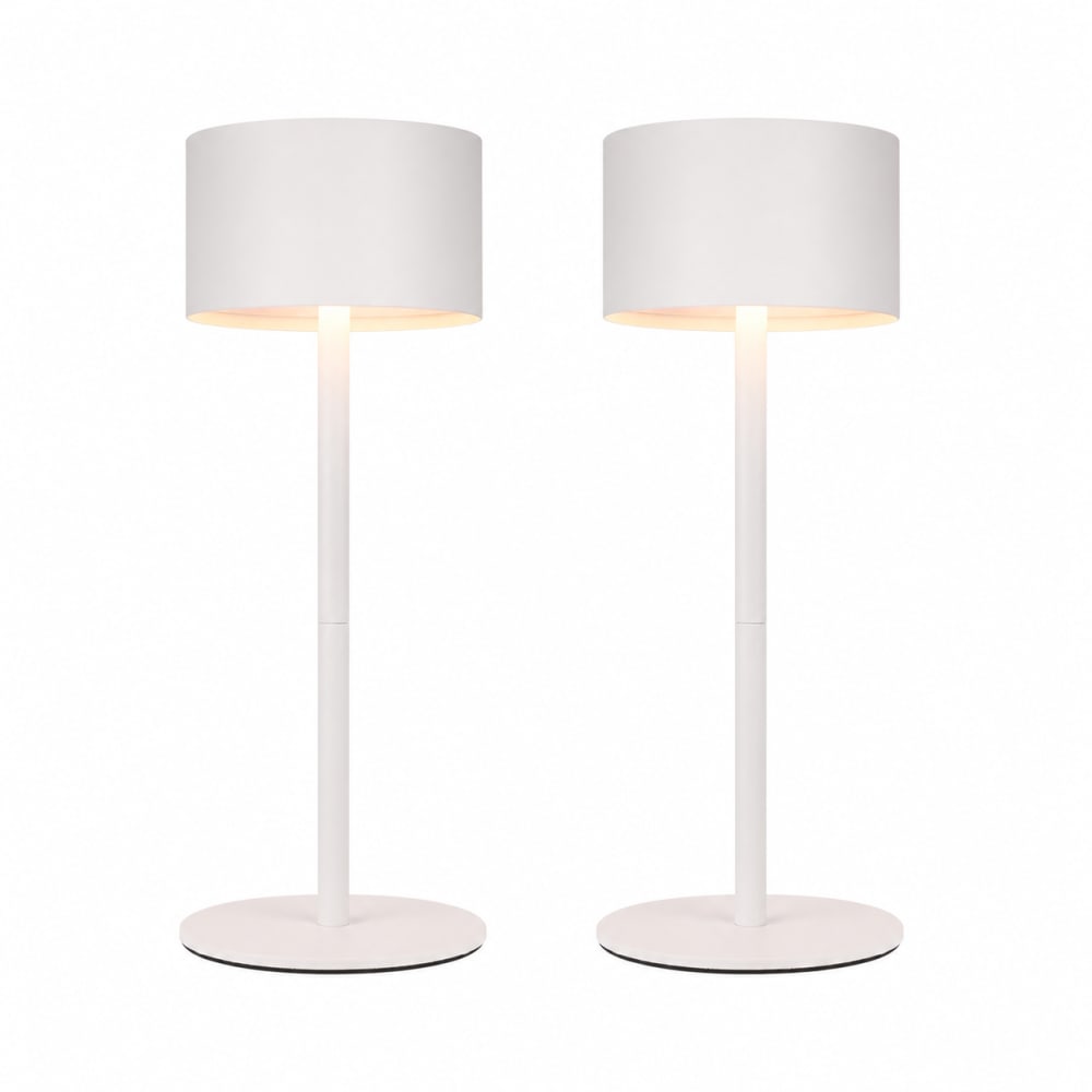 ZMH Tischlampe Eisen 9x9x25cm Weiß LED 2er-Set style modern Weiß Stahl