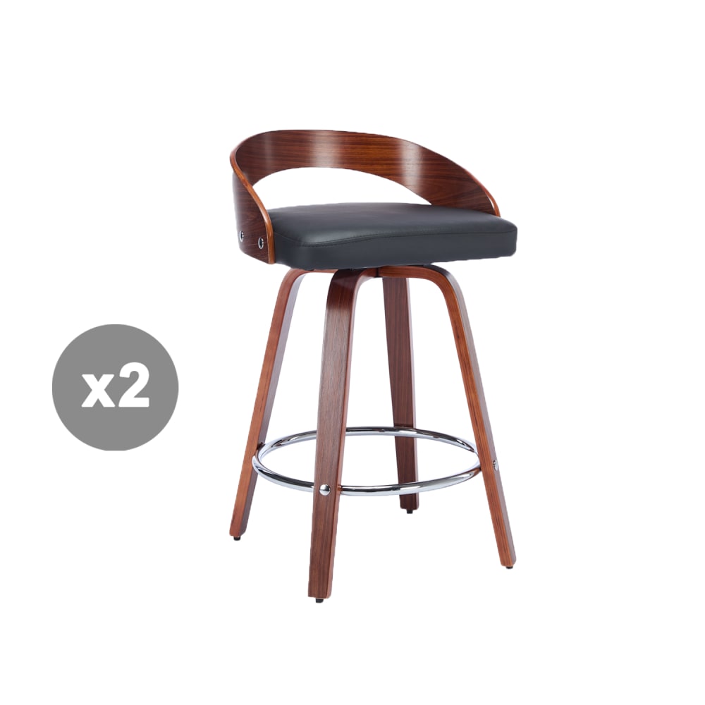 Lot de 2 tabourets de bar pivotants, siège 63 cm, noir Lot de 2 tabourets de bar pivotants, siège 63 cm, noir