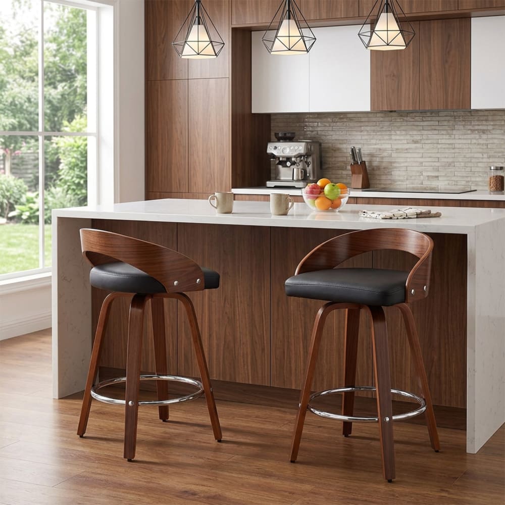 2er-Set Barhocker drehbar, Sitzhöhe 63 cm, Massivholzbeine