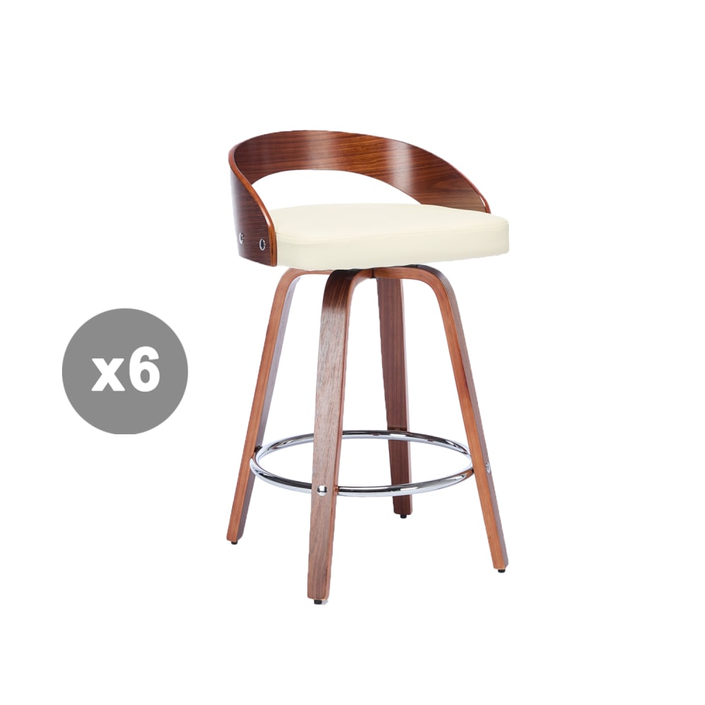 Lot de 6 tabourets de bar pivotants, siège 63 cm, beige Lot de 6 tabourets de bar pivotants, siège 63 cm, beige