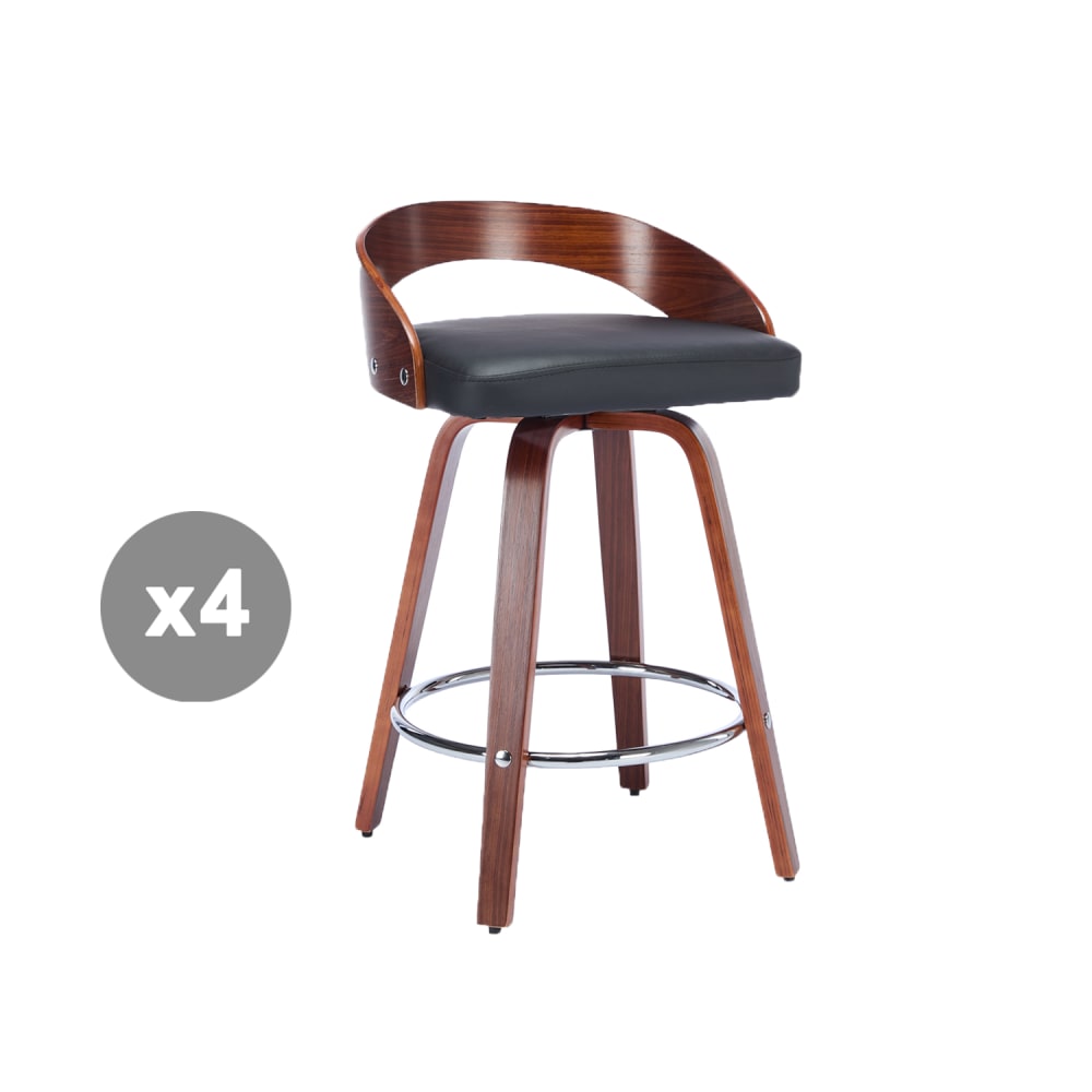 Lot de 4 tabourets de bar pivotants, siège 63 cm, noir Lot de 4 tabourets de bar pivotants, siège 63 cm, noir