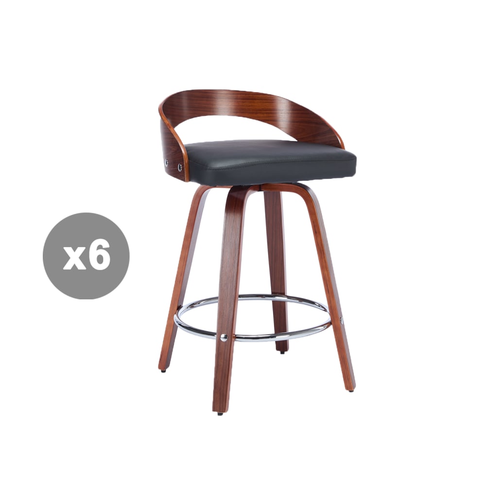 Lot de 6 tabourets de bar pivotants, siège 63 cm, noir Lot de 6 tabourets de bar pivotants, siège 63 cm, noir