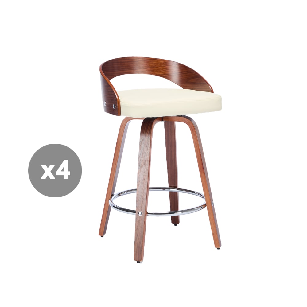 Lot de 4 tabourets de bar pivotants, siège 63 cm, beige Lot de 4 tabourets de bar pivotants, siège 63 cm, beige