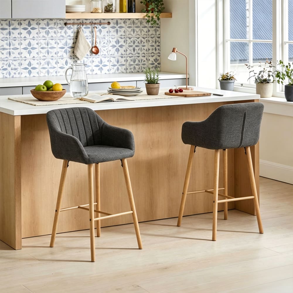 Lot de 2 chaises de bar, siège 75 cm, pieds bois massif, noir Lot de 2 chaises de bar, siège 75 cm, pieds bois massif, noir