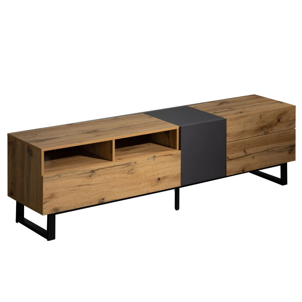 Meuble tv 2 tiroirs, 1 porte, espaces de rangement Meuble tv 2 tiroirs, 1 porte, espaces de rangement