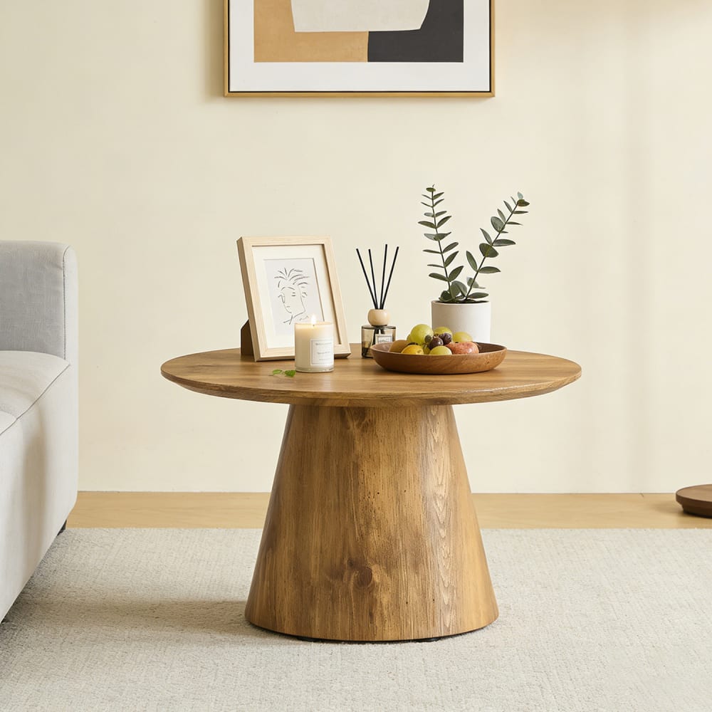 Runder Couchtisch aus Holzwerkstoff, hellbraun - Maisons Du Monde