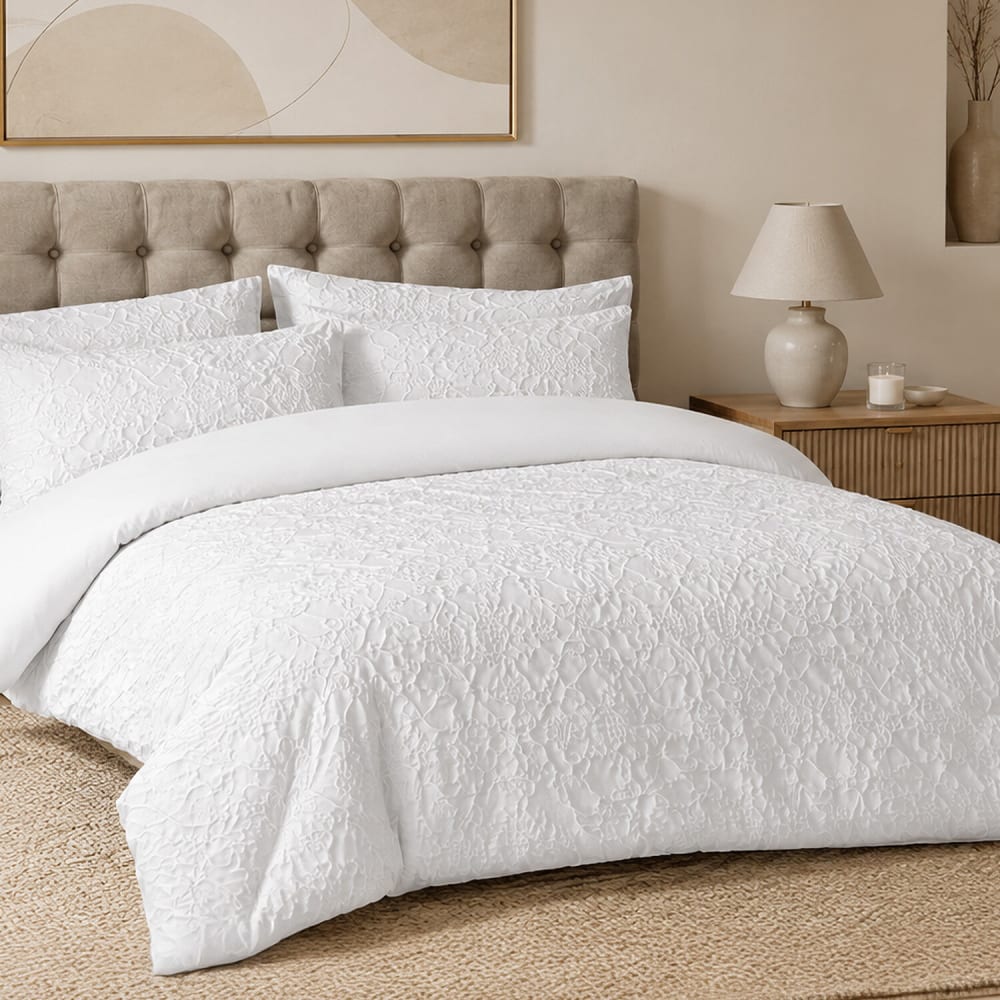 Parure de lit microfibre jacquard organique + 2 taies 260x240 cm — vue 3