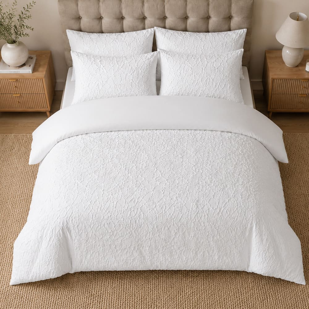 Parure de lit microfibre jacquard organique + 2 taies 260x240 cm — vue 4
