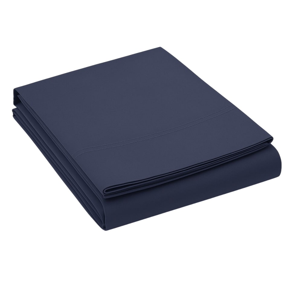 Draps plat en satin de coton uni bleu marine 265x300 cm Draps plat en satin de coton uni bleu marine 265x300 cm