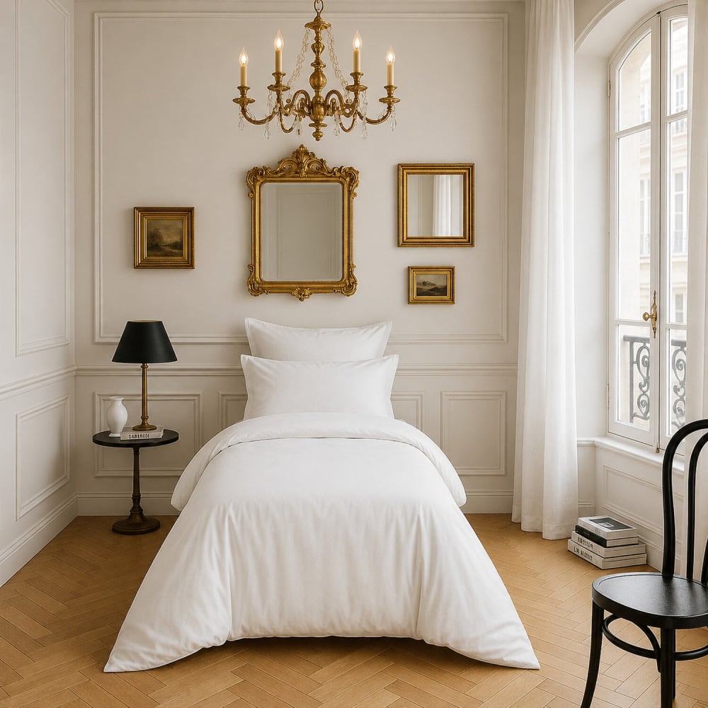 Housse de couette en satin de coton uni blanc 140x200 cm