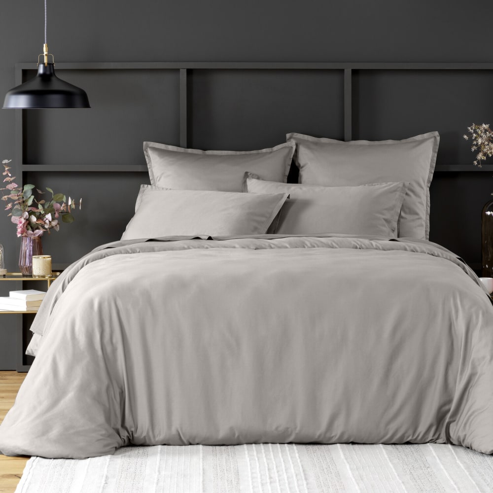 Housse de couette en satin de coton uni blanc 140x200 cm — vue 4