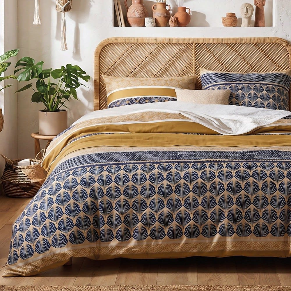 Parure de couette 100% coton 57 fils imprimée 260x240cm 2 taies