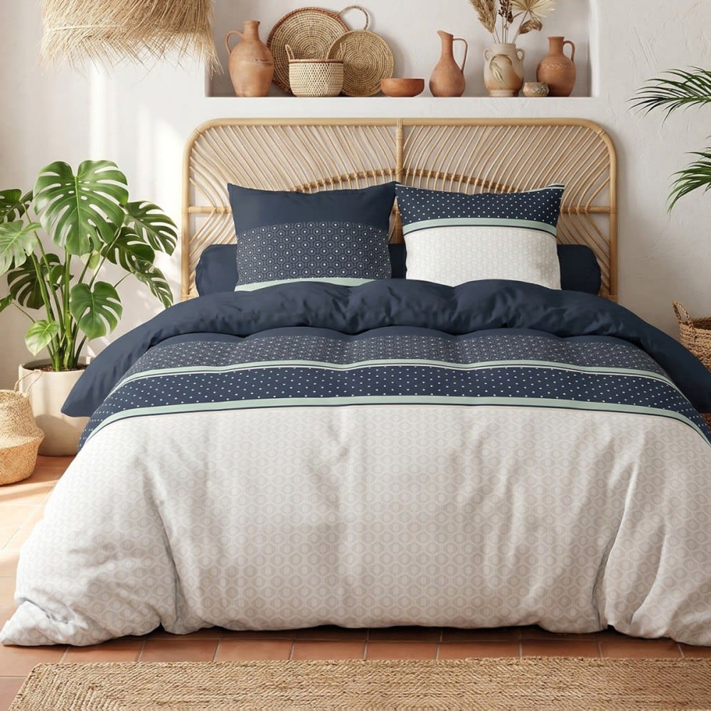 Parure de couette 100% coton 57 fils imprimée 260x240cm 2 taies