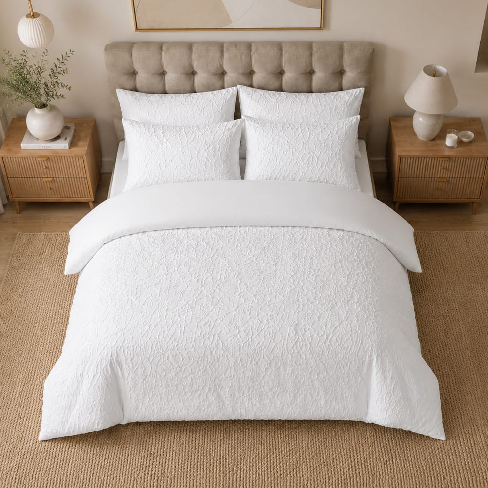 Parure de lit microfibre jacquard organique + 2 taies 240x220 cm — vue 4