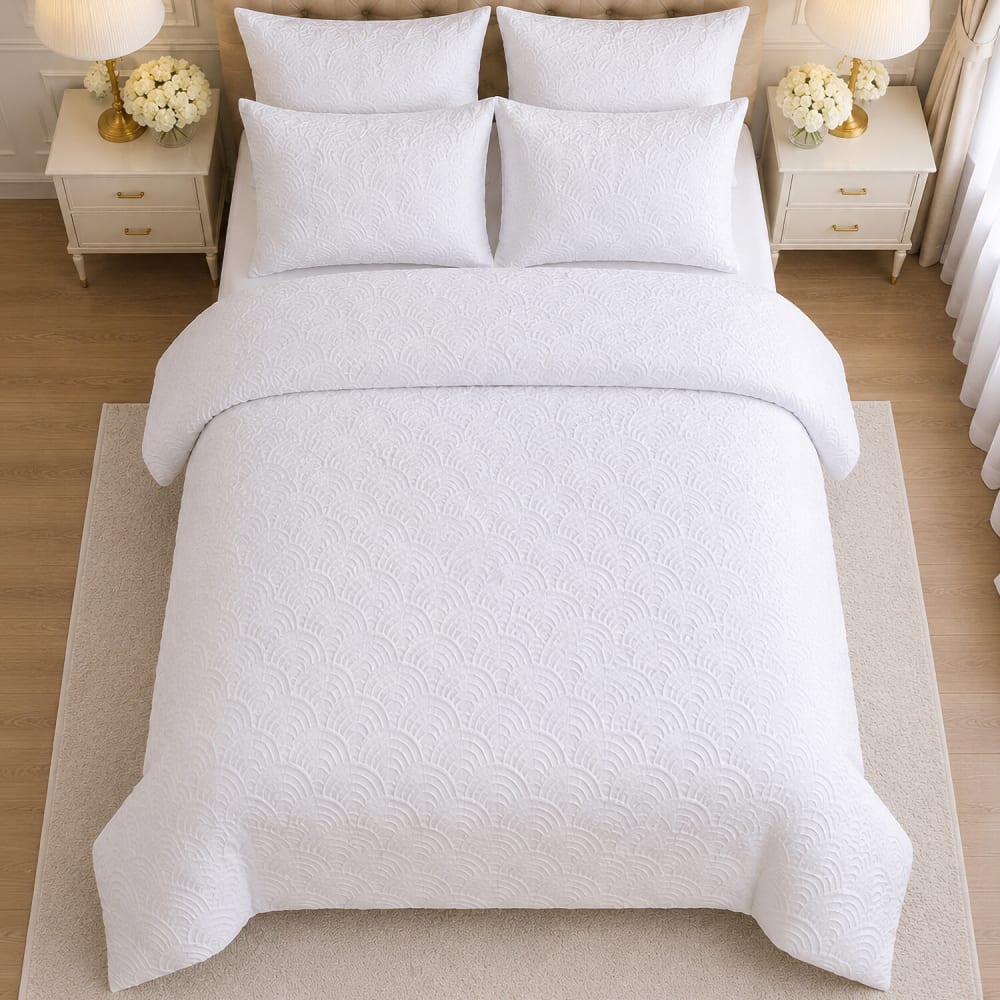 Parure de lit microfibre jacquard éventails + 2 taies 240x220 cm — vue 4