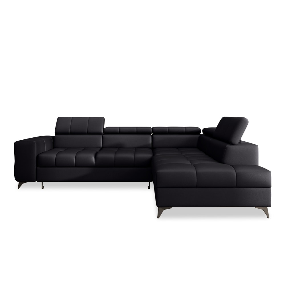 Canapé d'angle droit convertible 6 places noir Canapé d'angle droit convertible 6 places noir