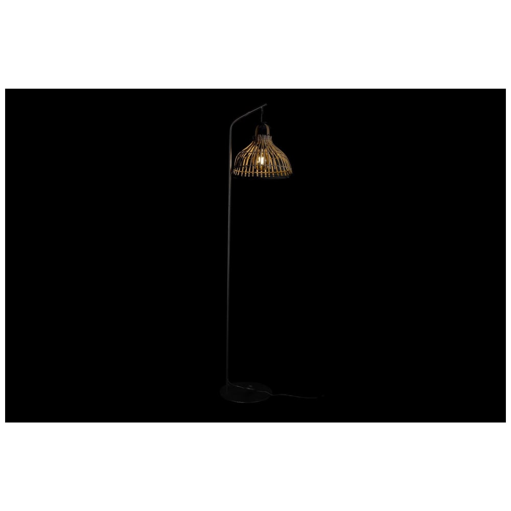 Lampadaire en acier et rotin noir 40x40x160 cm — vue 4