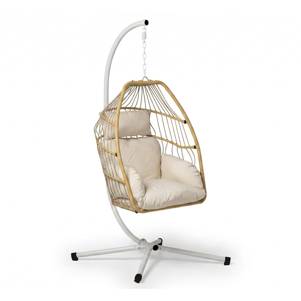 Fauteuil suspendu pliable en rotin synthétique marron 100x104x195 cm