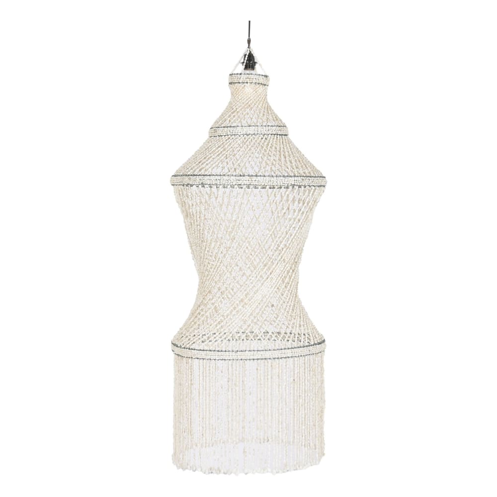 Plafonnier en nacre beige fait main 52x52x140 cm