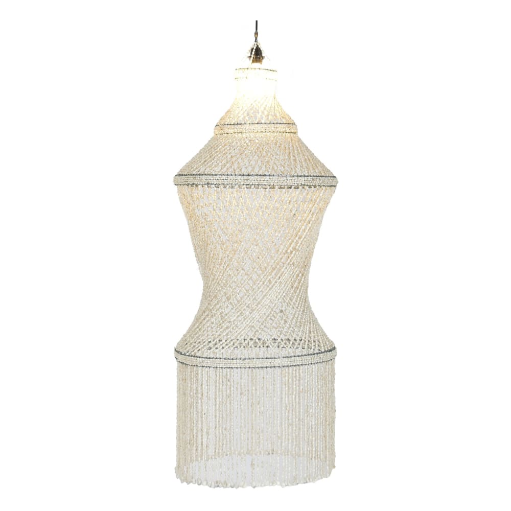 Plafonnier en nacre beige fait main 52x52x140 cm — vue 4