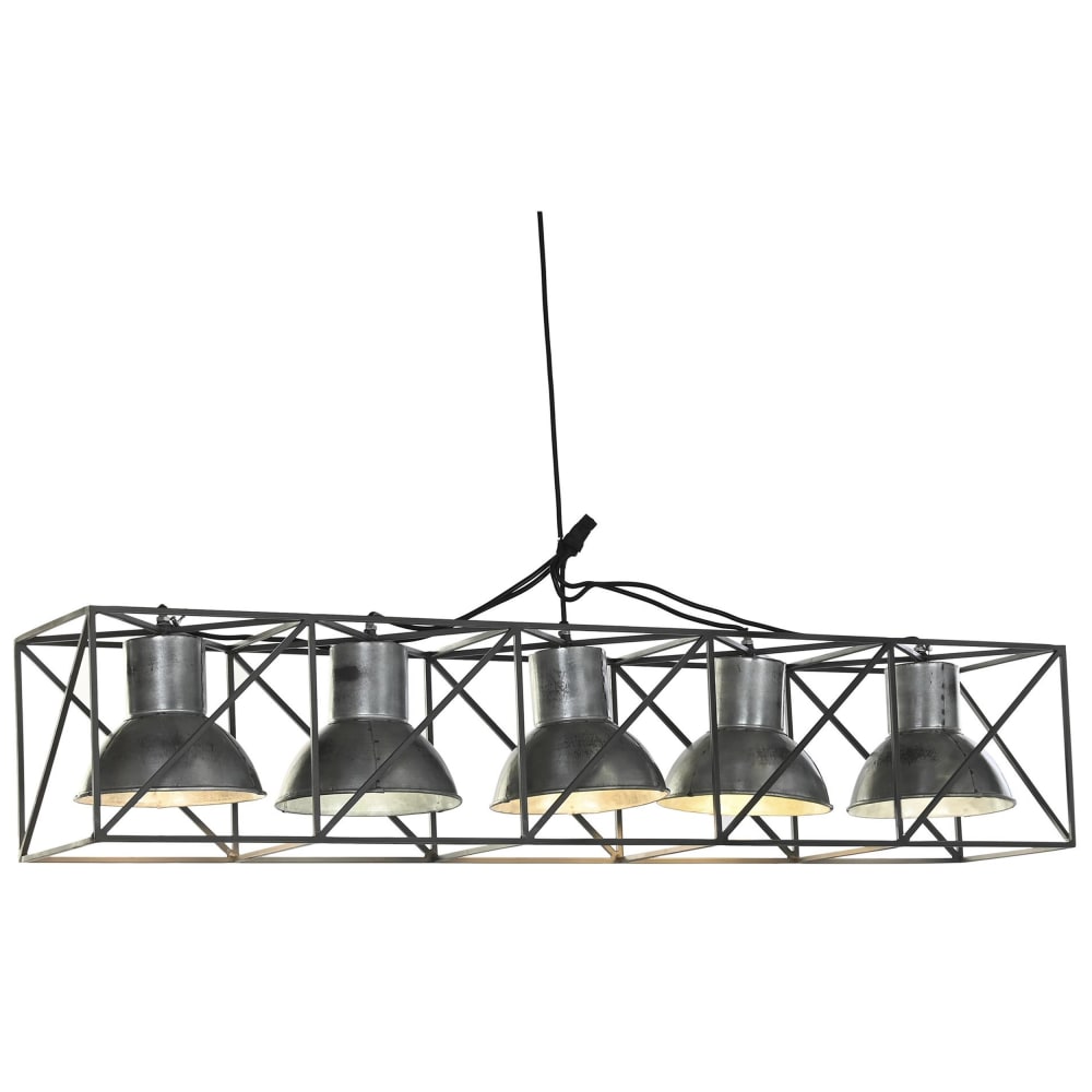 Plafonnier multipositions en acier gris 115x24x24 cm