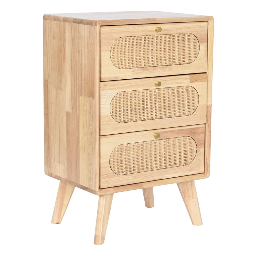Commode en hévéa et rotin marron 40x30x63 cm