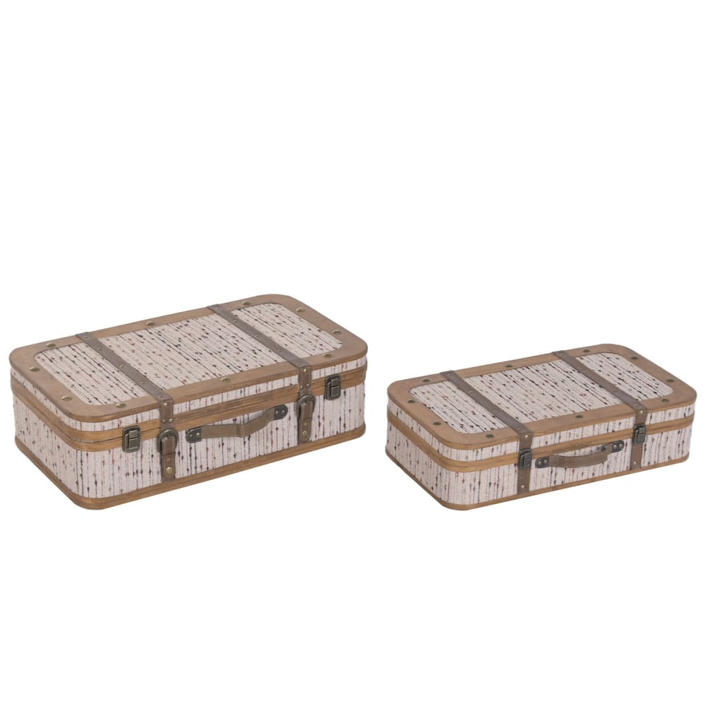 Ensemble de 2 coffres en bois et polyester multicolore 62x36x18 cm — vue 3
