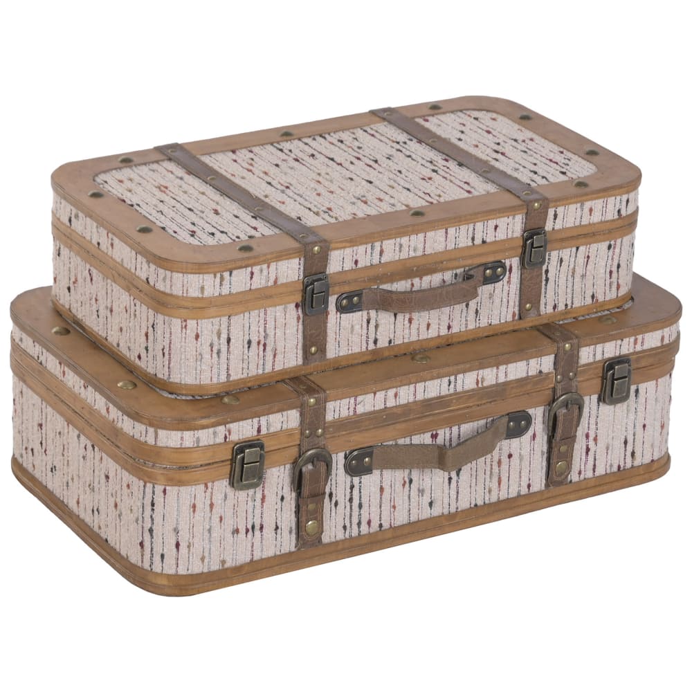Ensemble de 2 coffres en bois et polyester multicolore 62x36x18 cm — vue 4